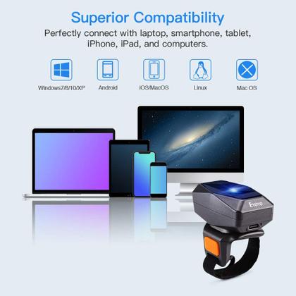 Imagem de Leitor de código de barras de anel vestível Eyoyo 1D Bluetooth 10h com bateria