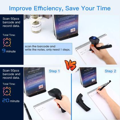 Imagem de Leitor de código de barras de anel vestível Eyoyo 1D Bluetooth 10h com bateria