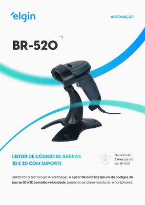 Imagem de Leitor de Código de Barras e QR Code Elgin BR-520 USB, Area Imager 1D e 2D - 46BR520CKD00