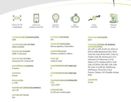 Imagem de LEITOR DE CODIGO DE BARRAS ELGIN,BEMATECH EL250 2D QrCode Boleto Pix USB