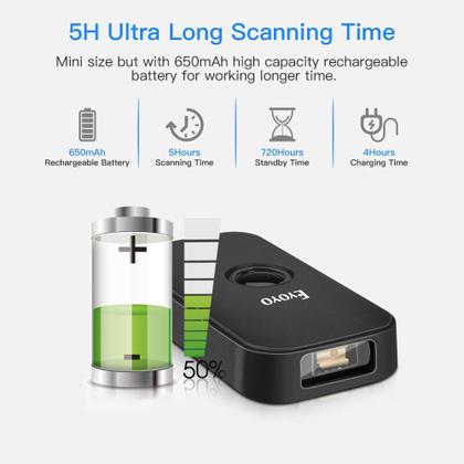 Imagem de Leitor de código de barras Eyoyo Mini 1D Bluetooth 3 em 1 portátil