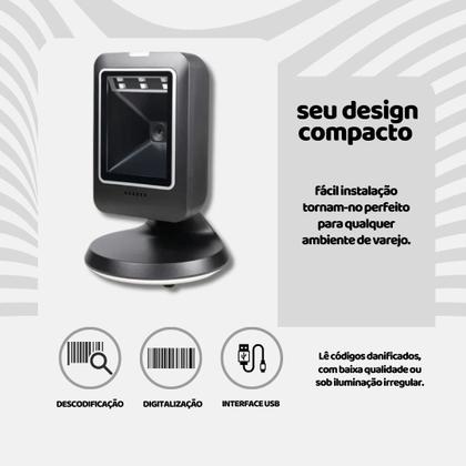 Imagem de Leitor De Código De Barras Fixo USB PDV Scanner Automático 1D 2D QR Code Para Caixa