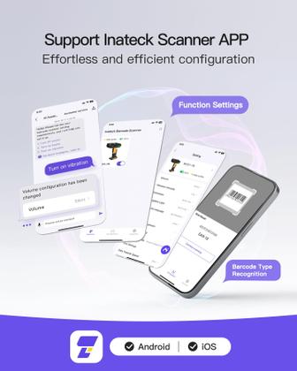 Imagem de Leitor de código de barras Inateck BCST-75 Bluetooth 1D 2D QR Code IP67