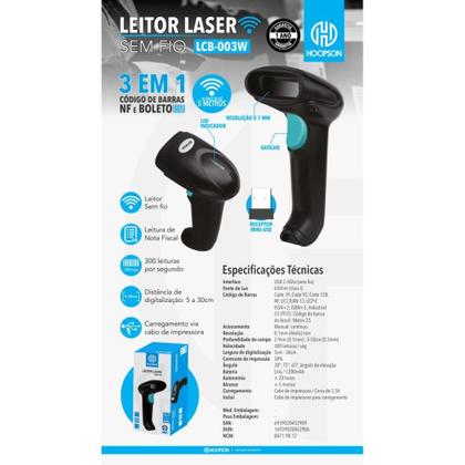 Imagem de Leitor de Codigo de Barras Leitor de Mao S/FIO 3EM1 UBSPT