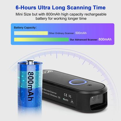 Imagem de Leitor de código de barras OBZ Mini 2D Bluetooth 3 em 1 portátil