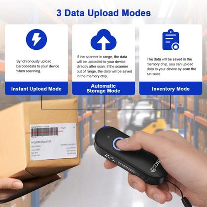 Imagem de Leitor de código de barras OBZ Mini 2D Bluetooth 3 em 1 portátil