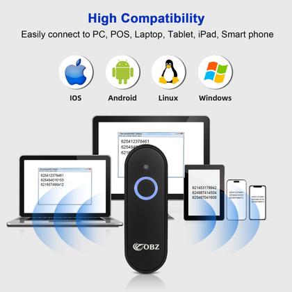 Imagem de Leitor de código de barras OBZ Mini 2D Bluetooth 3 em 1 portátil