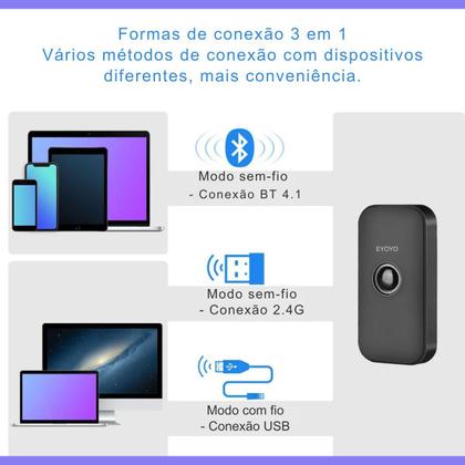 Imagem de Leitor De Código De Barras Qr Code 1D 2D Portátil USB Scaner