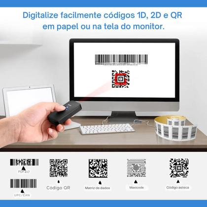 Imagem de Leitor De Código De Barras Qr Code 1D 2D Portátil USB Scaner
