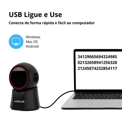 Imagem de Leitor de Código de Barras Scanner de Mesa Fixo Redondo 1D 2D USB Automático