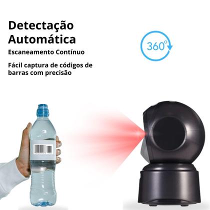 Imagem de Leitor de Código de Barras Scanner de Mesa Fixo Redondo 1D 2D USB Automático