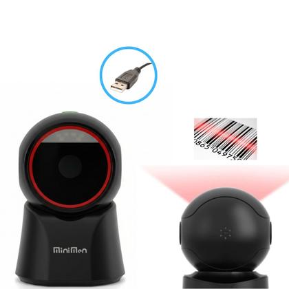 Imagem de Leitor de Código de Barras Scanner de Mesa Fixo Redondo 1D 2D USB Automático