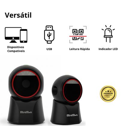 Imagem de Leitor de Código de Barras Scanner de Mesa Fixo Redondo 1D 2D USB Automático