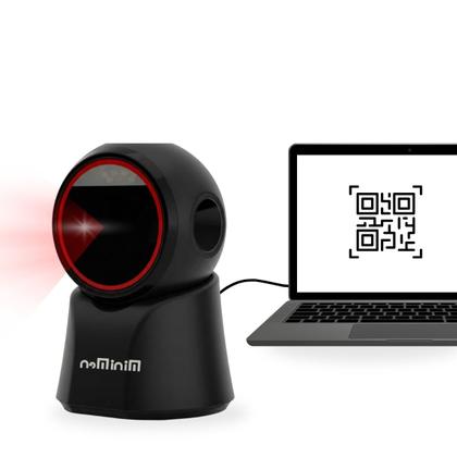 Imagem de Leitor de Código de Barras Scanner de Mesa Fixo Redondo 1D 2D USB Automático