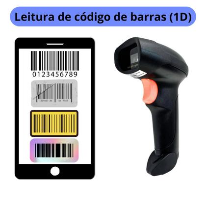 Imagem de Leitor de codigo de barras Sem Fio Wireles Laser Ean Danfe 1D