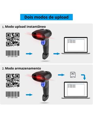 Imagem de Leitor de codigo de barras wireless QRcode Sem fio 1D 2D