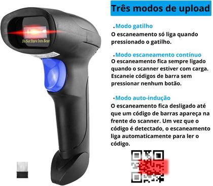 Imagem de Leitor de codigo de barras wireless QRcode Sem fio 1D 2D