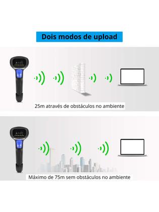 Imagem de Leitor de codigo de barras wireless QRcode Sem fio 1D 2D