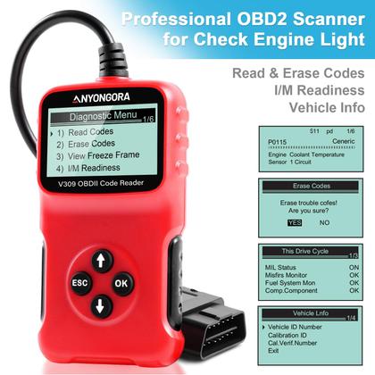 Imagem de Leitor de código de scanner OBD2 Anyongora V309 para motor de carro