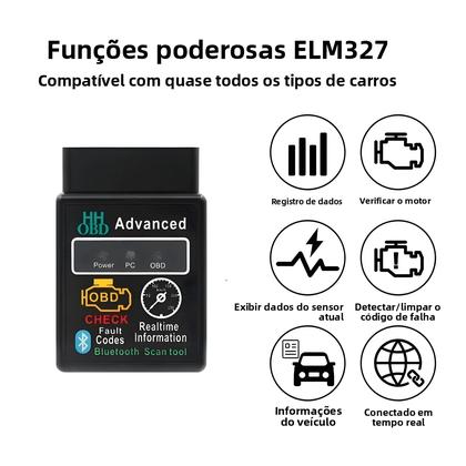 Imagem de Leitor De Código OBD2 Bluetooth ELM327 Scanner V1.5 Detector De Falhas Para iOS Android PC