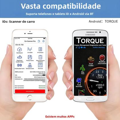 Imagem de Leitor De Código OBD2 Universal Ferramenta De Diagnóstico Compatível Com iOS E Android Para Carros