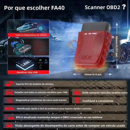 Imagem de Leitor De Código OBD2 Universal Ferramenta De Diagnóstico Compatível Com iOS E Android Para Carros