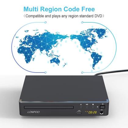 Imagem de Leitor de DVD LONPOO LP-099 Multi-Região com HDMI e USB - Preto