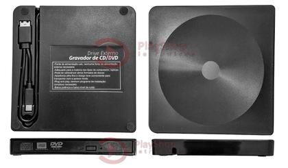 Imagem de Leitor e Gravador de Cd Dvd Externo PC e Notebook Usb 3.0 Drive Portátil Slim Preto Linux Mac Ultrabook Windows Laptop