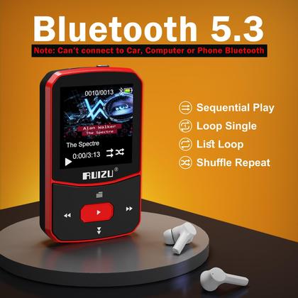 Imagem de Leitor MP3 RUIZU 64GB com Bluetooth 5.3 e Gravador de Voz - Vermelho