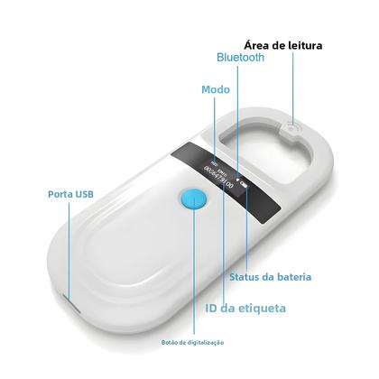 Imagem de Leitor RFID Para Animais De Estimação 134.2Khz Scanner De Microchip Portátil USB Bluetooth Para Gato