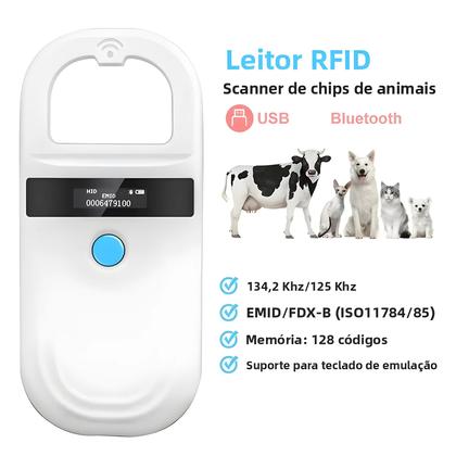 Imagem de Leitor RFID Para Animais De Estimação 134.2Khz Scanner De Microchip Portátil USB Bluetooth Para Gato