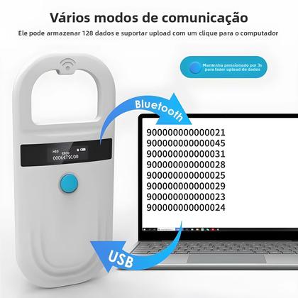 Imagem de Leitor RFID Para Animais De Estimação 134.2Khz Scanner De Microchip Portátil USB Bluetooth Para Gato