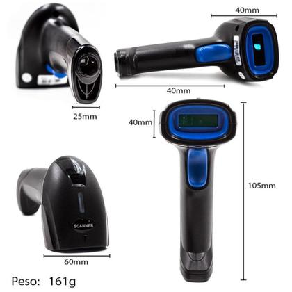 Imagem de Leitor Scanner De Códigos De Barras S/ Fio LASER Wireless USB Alta Precisão Bateria de longa duração
