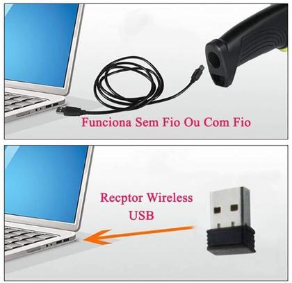 Imagem de Leitor Scanner De Códigos De Barras Sem Fio LASER Wireless USB Alta Precisão