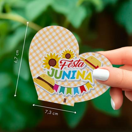 Imagem de Lembrancinha Coração Festa Junina em MDF Decoração com Girassol, Chapéu e Bandeirinhas