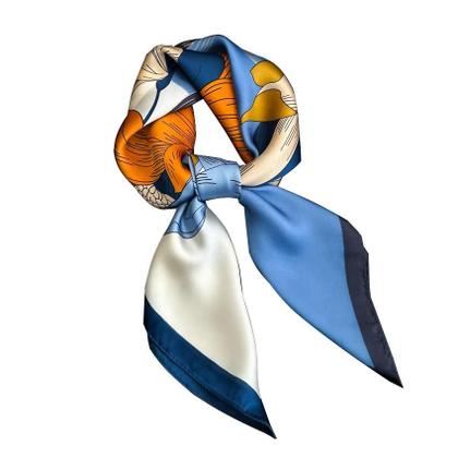 Imagem de Lenço De Cabelo De Seda Com Estampa Floral Para Mulheres, Luxuoso, Para Pescoço, Pulso, Xale,