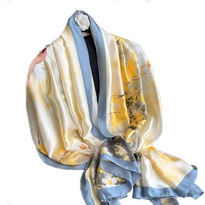 Imagem de Lenço de Seda Feminino Luxo - Macio, Suave, 85x180cm - Ideal para Praia