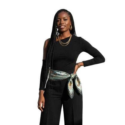 Imagem de Lenço Feminino Para Cintura Cabeça Bolsa 60x60cm Estampado Xale Echarpe Cachecol