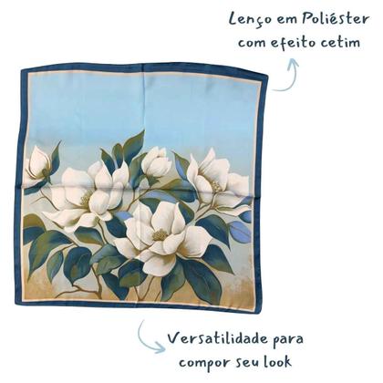 Imagem de Lenço Feminino Para Cintura Cabeça Bolsa 60x60cm Estampado Xale Echarpe Cachecol