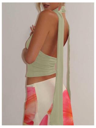 Imagem de Lenço Halter Crop Top SOLY HUX feminino com decote em V profundo verde