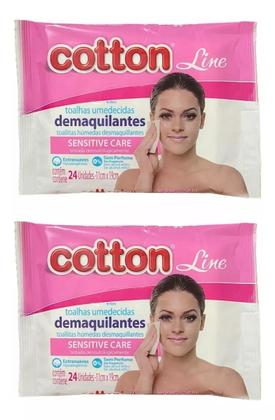 Imagem de Lenço Removedor De Maquiagem Cotton Line Tolhas Umedecidas Para Pele Todos Os Tipos 1 ml 24 Un