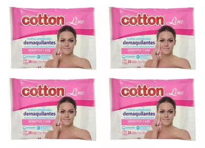 Imagem de Lenço Removedor De Maquiagem Cotton Line Tolhas Umedecidas Para Pele Todos Os Tipos 1 ml 24 Un
