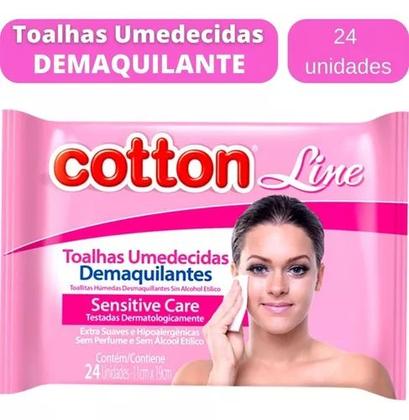 Imagem de Lenço Removedor De Maquiagem Cotton Line Tolhas Umedecidas Para Pele Todos Os Tipos 1 ml 24 Un