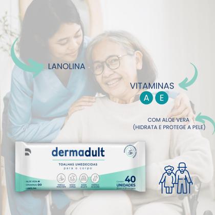 Imagem de Lenço Toalhas Umedecidas Para o Corpo Dermadult (20x25) Com 40 Und