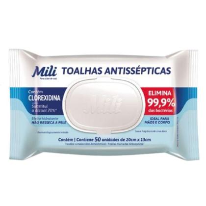 Imagem de Lenço Umedecido Ou Toalhas Antissépticas Mili 12 Pacotes C/ 50