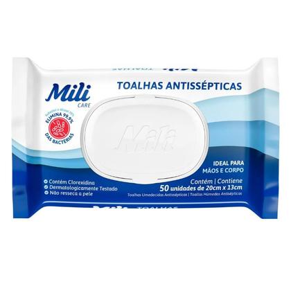 Imagem de Lenço Umedecido ou Toalhas Antissépticas Mili  5 pacotes c/ 50 (total: 250 toalhas)