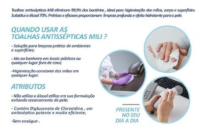 Imagem de Lenço Umedecido Toalhas Antissépticas Mili Care 50 unid