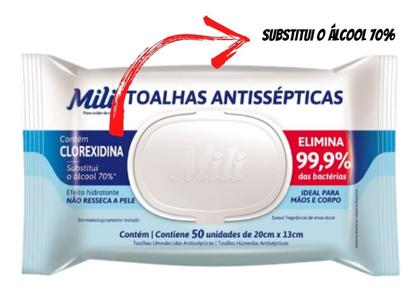 Imagem de Lenço Umedecido Toalhas Antissépticas Mili Care 50 unid