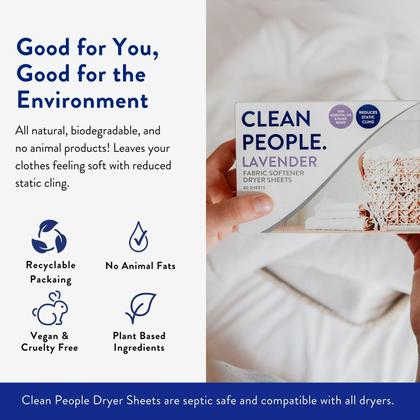 Imagem de Lençóis amaciantes de roupas The Clean People, pacote 120