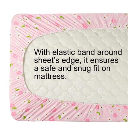 Imagem de Lençóis com elástico Onacosht Pack n Play Jersey Knit Floral, pacote com 2